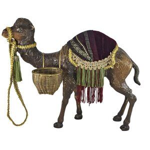 Large Resin Camel Nativity Figurine Velvet Saddle Tassels Baskets *Repaired*
